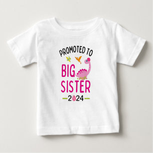 Big Sister Pink Dinosaur, Pregnancy Announcement Baby T-Shirt