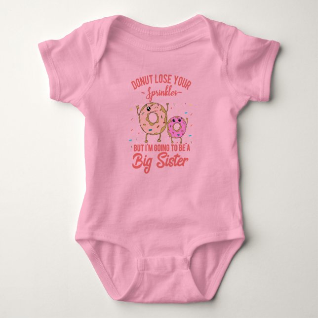 Big Sister Pink Doughnut Baby Announcement Bodysuit (Front)