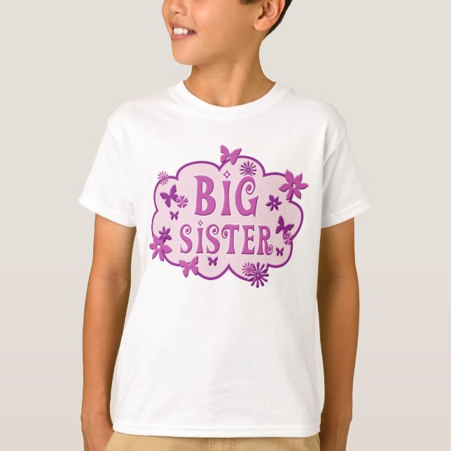 Big Sister Pink Flower Butterfly Shirt (Front)