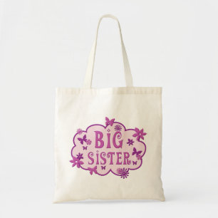 Big Sister Pink Flower Butterfly Tote Bag