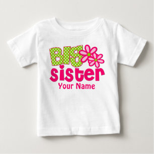 Big Sister Pink Green Personalised T Shirt