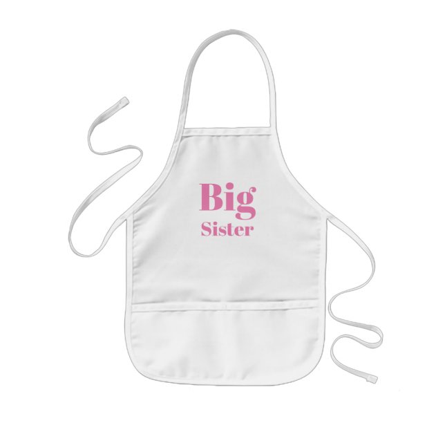 Big Sister pink modern typography cute girl's Kids Apron (Front)