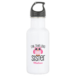 Big Sister Pink Owl Personalised 532 Ml Water Bottle