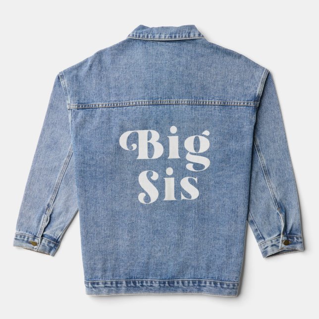Big Sister Pink Terracotta Retro Baby And Kids  Denim Jacket (Back)