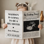 Big Sister Pregnancy Announcement Newspaper Fold  Poster<br><div class="desc">Announce your growing family with our charming "Big Sister Pregnancy Announcement Newspaper" - the perfect way to share the exciting news that your little one is being promoted to big sister! This creative keepsake captures the joy and anticipation as your family grows, giving your daughter a special role in spreading...</div>