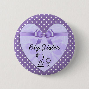 Big Sister Purple and Lavender Polka Dot Button