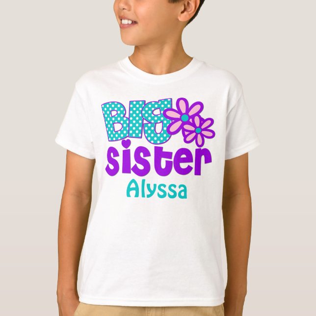 Big Sister Purple Teal Personalised shirt (Front)