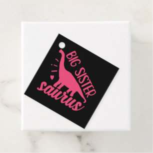 Big Sister Saurus in Pink Favour Tags