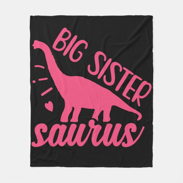 Big Sister Saurus in Pink Fleece Blanket (Front)