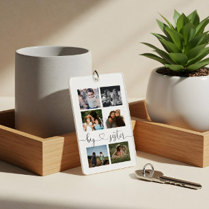 Big Sister Script Gift for Sister Photo Collage Key Ring