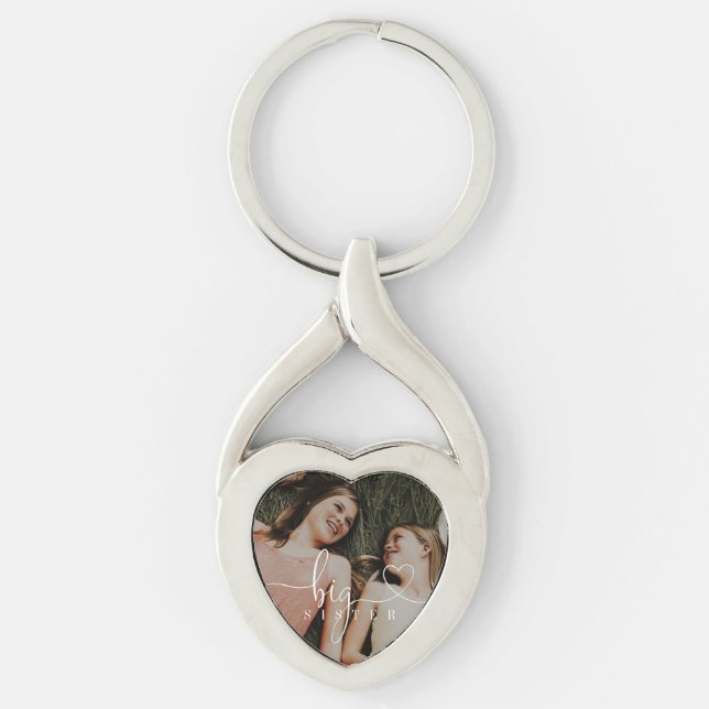 Big Sister Script Gift For Sister Photo Keepsake Key Ring (Front)