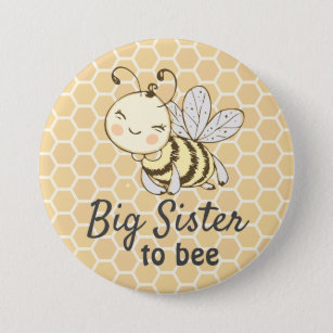 Big Sister Sis to be Bumblebee Bee Baby Shower 7.5 Cm Round Badge