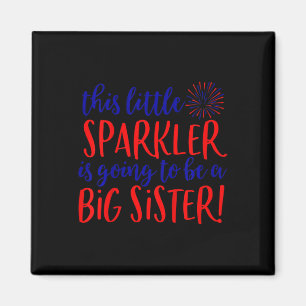 Big Sister Sparkler 4th Of July Pregnancy Announce Magnet