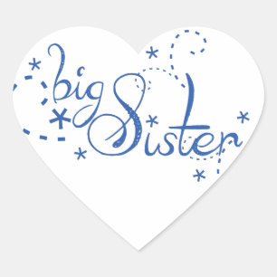 Big Sister Swirl Design Heart Sticker