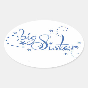 Big Sister Swirl Design Oval Sticker