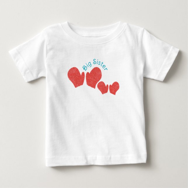 Big Sister Tee - Red MIttens Theme (Front)