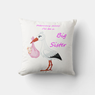 Big Sister Throw Pillow Baby Stork February 2020