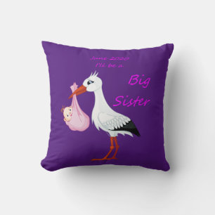 Big Sister Throw Pillow Baby Stork June 2020
