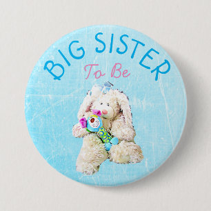 Big Sister to be Baby Cute Bunny Shower Button