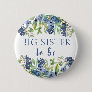 Big sister to be blueberry baby shower button