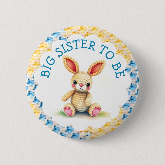 Big Sister to Be | Boy's Baby Shower 6 Cm Round Badge (Front)