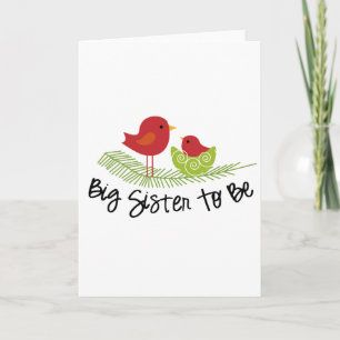 big sister to be christmas birdies holiday card