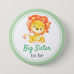 Big Sister to be Jungle Safari Baby Boy Shower 7.5 Cm Round Badge