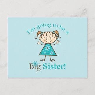 Big Sister To Be Stick Figure Postcard