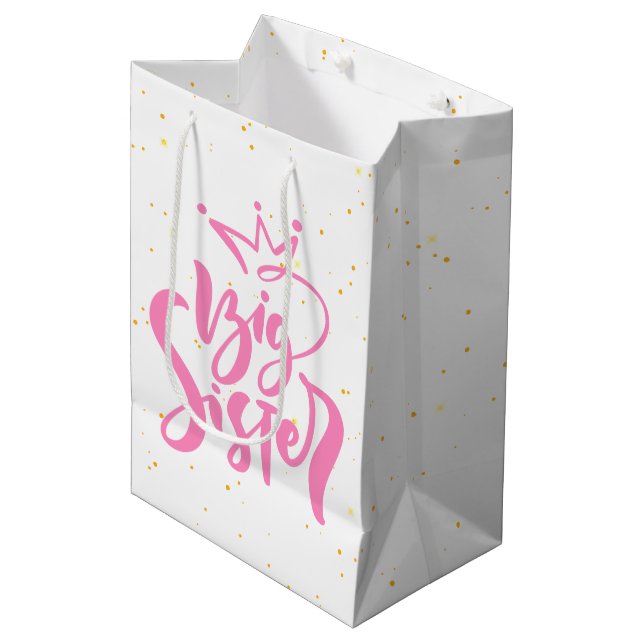 Big Sister Typography Modren Text  Medium Gift Bag (Front Angled)