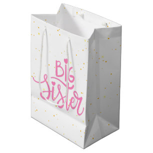 Big Sister Typography Modren Text  Medium Gift Bag