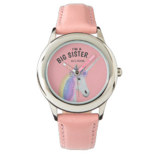 Big Sister Unicorn Pink Personalised Kids Watch