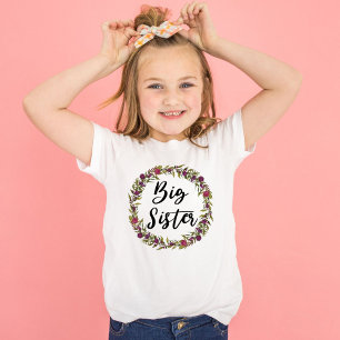 Big Sister Violet Flower Wreath Toddler T-Shirt