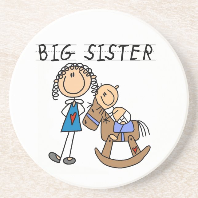 Big Sister With Baby Brother Gifts Coaster (Front)