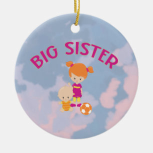 Big Sister with Baby Brother Heart Christmas Tree Ceramic Ornament