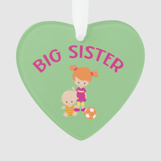 Big Sister with Baby Brother Heart Christmas Tree Ornament (Front)