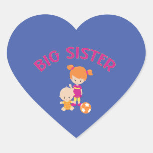 Big Sister with Baby Brother Heart Shaped Sticker