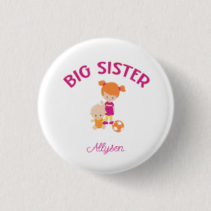 Big Sister with Baby Brother Personalised 3 Cm Round Badge
