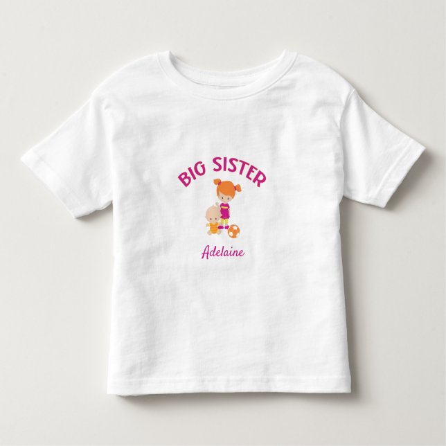 Big Sister with Baby Brother Personalised Toddler T-Shirt (Front)