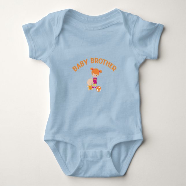 Big Sister with Baby Brother Soccer Ball Baby Bodysuit (Front)