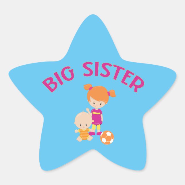Big Sister with Baby Brother Star Sticker (Front)