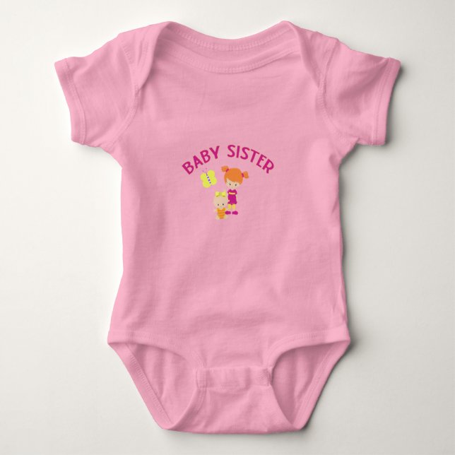 Big Sister with Baby Sister Butterfly Baby Bodysuit (Front)