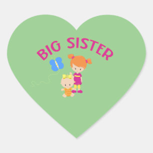Big Sister with Baby Sister Butterfly Heart Sticker