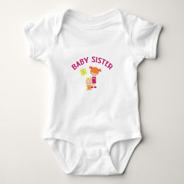 Big Sister with Baby Sister Proud Sister  Baby Bodysuit (Front)