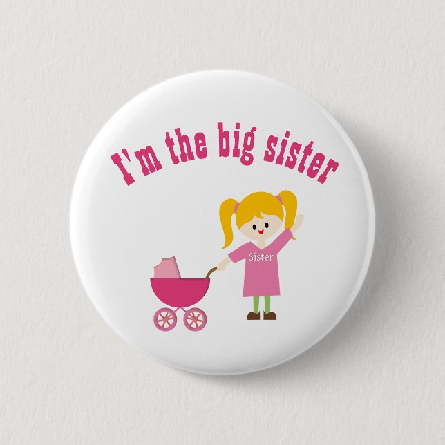 Big Sister With Cute Cartoon Art 6 Cm Round Badge (Front)