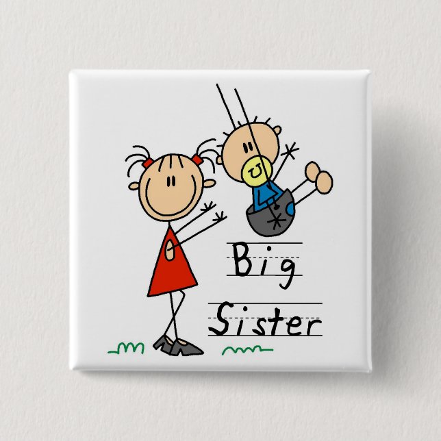 Big Sister with Little Brother Tshirts and Gifts 15 Cm Square Badge (Front)
