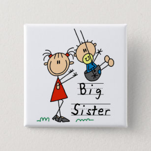 Big Sister with Little Brother Tshirts and Gifts 15 Cm Square Badge