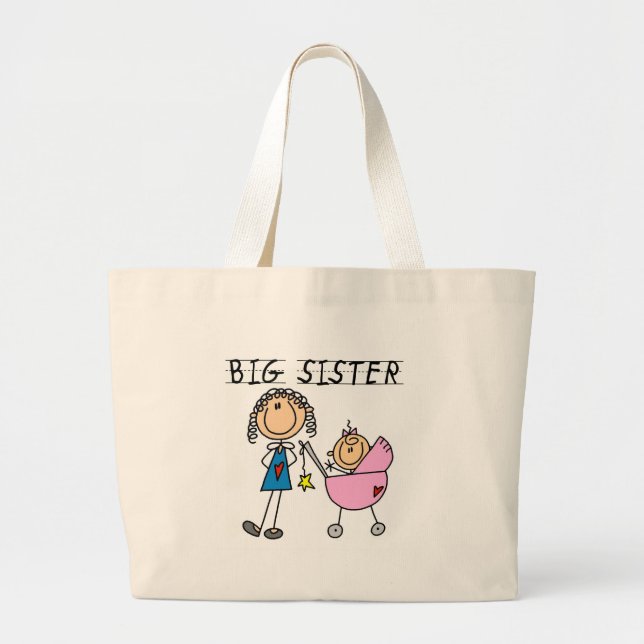 Big Sister with Little Sister T-shirts and Gifts Large Tote Bag (Front)