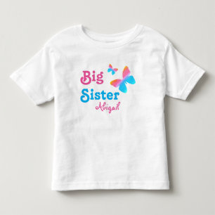 Big Sister with Name Butterfly Toddler T-Shirt