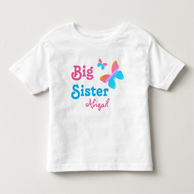 Big Sister with Name Butterfly Toddler T-Shirt (Front)