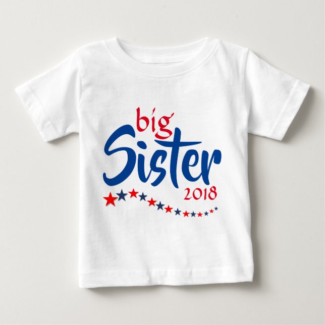 Big Sister Year Stars Baby Announcement Keepsake Baby T-Shirt (Front)